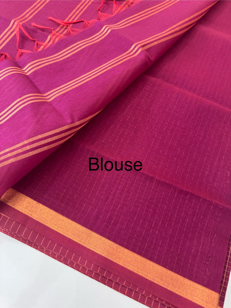 Mangalagiri Silk Cotton Saree with zari checks MS90321 Vadamalli