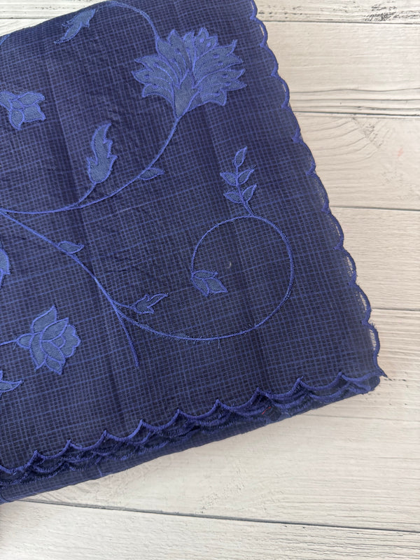 Kota silk cotton saree with applique work MS81788 -DarkBlue