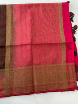 Soft silk sarees with contrast pallu & blouse MJL890