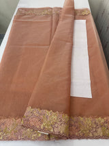 Soft Organza saree with cutwork tissue applique borders - MCW765