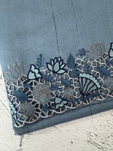 Cutwork Blended Matka Tussar silk saree MS6790 - DuskyBlue