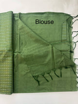 Semi tussar saree with thread work SBHMSH -Leaf Green