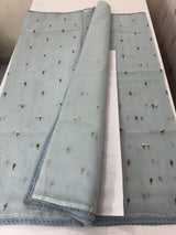 Kota checks saree with embroidery MS7679(1) - Grey