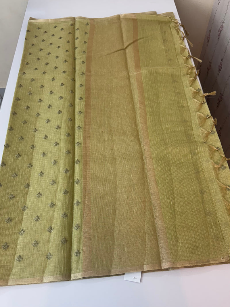 Tissue Silk embriodery saree MS49888- DuskyGreen