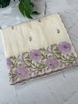 Mul chanderi embriodery saree with scalloped borders MSH176