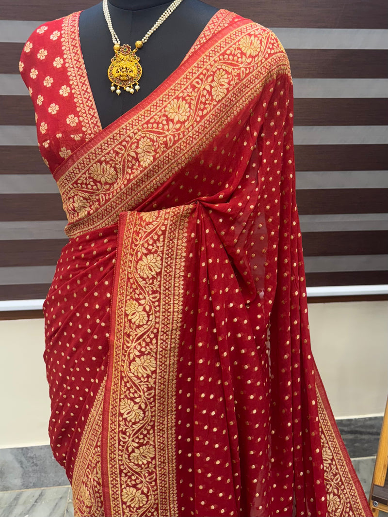 Banarasi Georgette saree MKGS174 MaroonRed