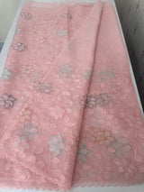 Soft crushed Chiffon saree with Applique work MSC477 PeachPink