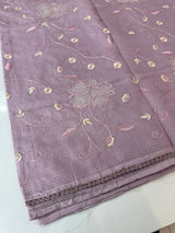 Soft kota silk saree with embriodery and organza applique work  MS14509 Lavender