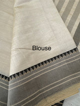 Blended tussar silk saree with embroidery- MSH490