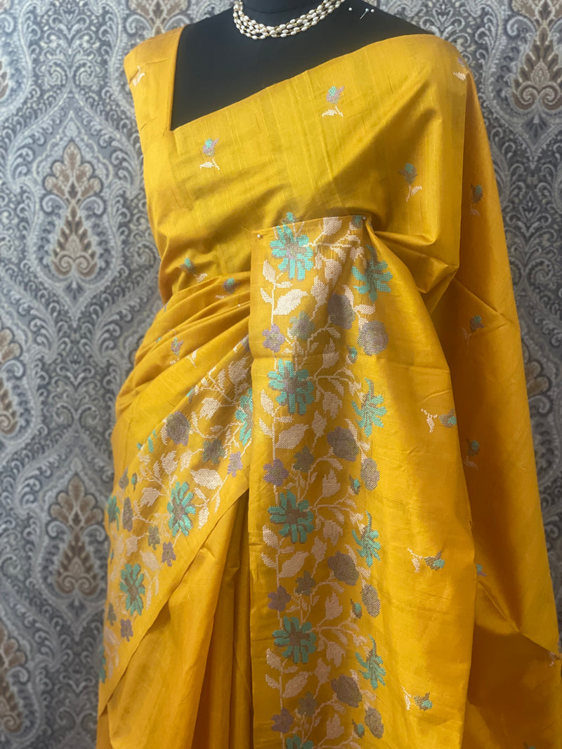 Blended tussar silk saree with embroidery - MS78911