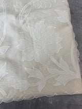 Mul chanderi applique work saree  MSH115 - Offwhite