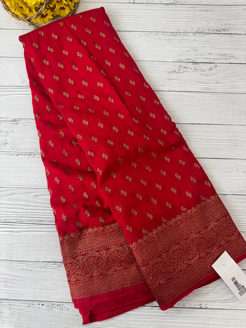 Semi Banarasi Georgette saree MKGS ChilliRed