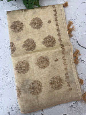 Tussar chanderi saree with embroidery MSTC122 (2)