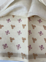 Linen- chanderi saree with french knots, sequence and bead work - MS19965