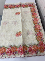 Phulkari NetKota Embroidery and digital printed saree - OffWhite MS6001