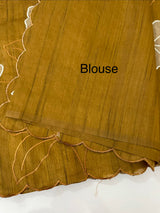 Blended tussar saree with applique borders MTSS459