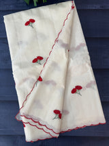 Mul chanderi embriodery saree with scalloped borders MSH115