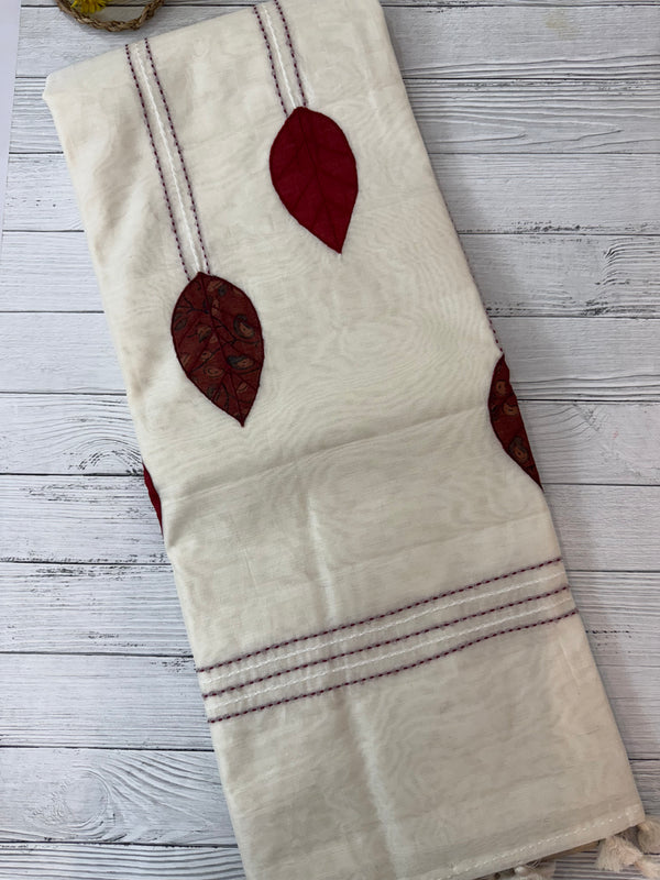 Soft Chanderi viscose silk saree with applique work MS1802