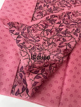 Bhagalpuri pure printed tussar silk saree with block printed pallu & blouse MTSS1407 Pink