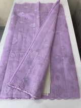 Mul chanderi- linen applique work saree  MSH174 Lavender