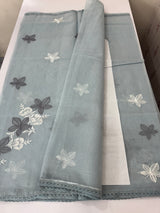 Kota checks saree with embroidery MS7679 - Grey