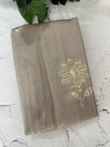 Tussar finish soft silk saree with thread embroidery MTS568 Taupe