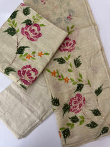 Unstitched Chanderi suit Set with kanta work- MK172