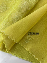 Tissue Silk applique work saree MSH120 LimeGreen