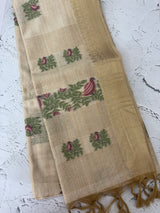 Jamdani silk Cotton Saree MS12567(2) Wine birds
