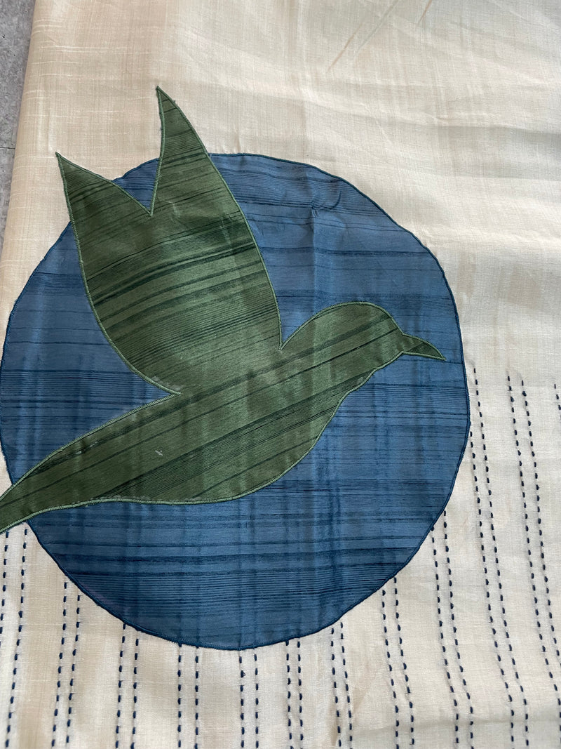 Blended tussar saree with kanta embriodery and appliqué work- MBTS99