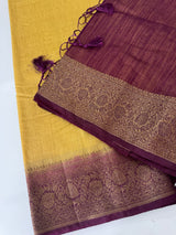 Jute silk sarees with contrast pallu & blouse MJL396