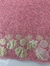 Soft Organza saree with thread work and tissue applique borders - MCW605 PastelPink