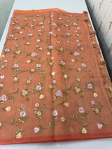 Kota Supernet embriodery saree SHSNYNM- Peach