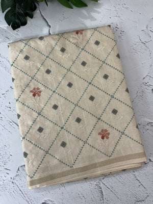 Blended soft tussar silk saree MS90577- Beige