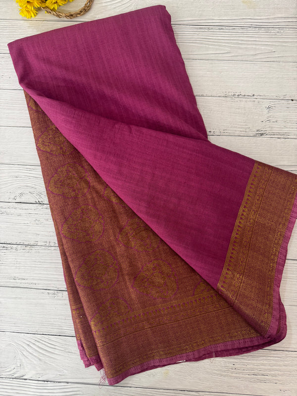 Crepe Banarasi viscose Georgette saree with brocade blouse MS953211 - OnionPink