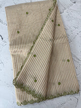 Chanderi Tissue silk saree with scalloped borders - MNM222 LeafGreen