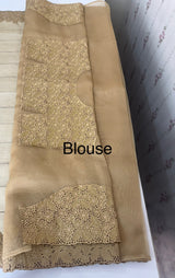 Cutwork Kora Organza saree with full cutwork blouse-  MS14154 Dark Beige