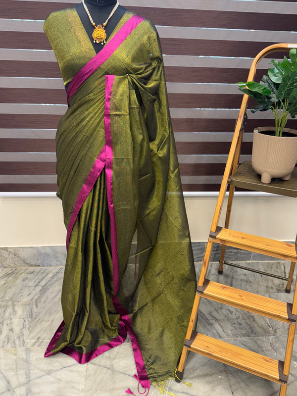 Tissue silk saree with contrast border MTSG77