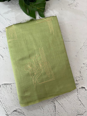 Tussar finish soft silk saree with thread embroidery MTS568 LightGreen