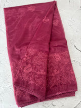 Glass tissue organza saree with embroidery MSF121 (2) DarkPink
