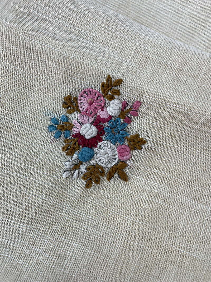 Tissue linen saree with kanta embriodery saree MS88650