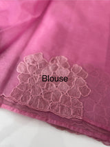 Semi organza saree with embroidery & scallop border - MSH901 Fuchsia Pink