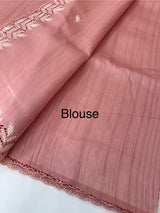 Blended tussar saree with cutwork - MSHK690 PeachyPink