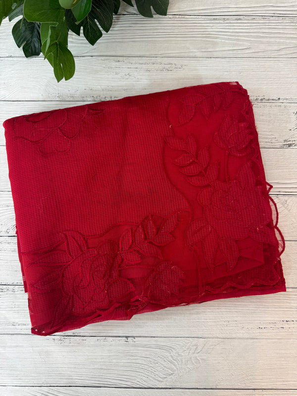 NetKota Applique work saree  MSH110- Red
