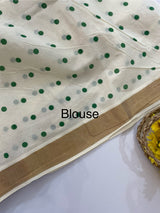 Kerala cotton saree - Polka dots