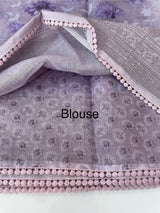 Supernet saree with digital prints and chikankari border SKFNSEM