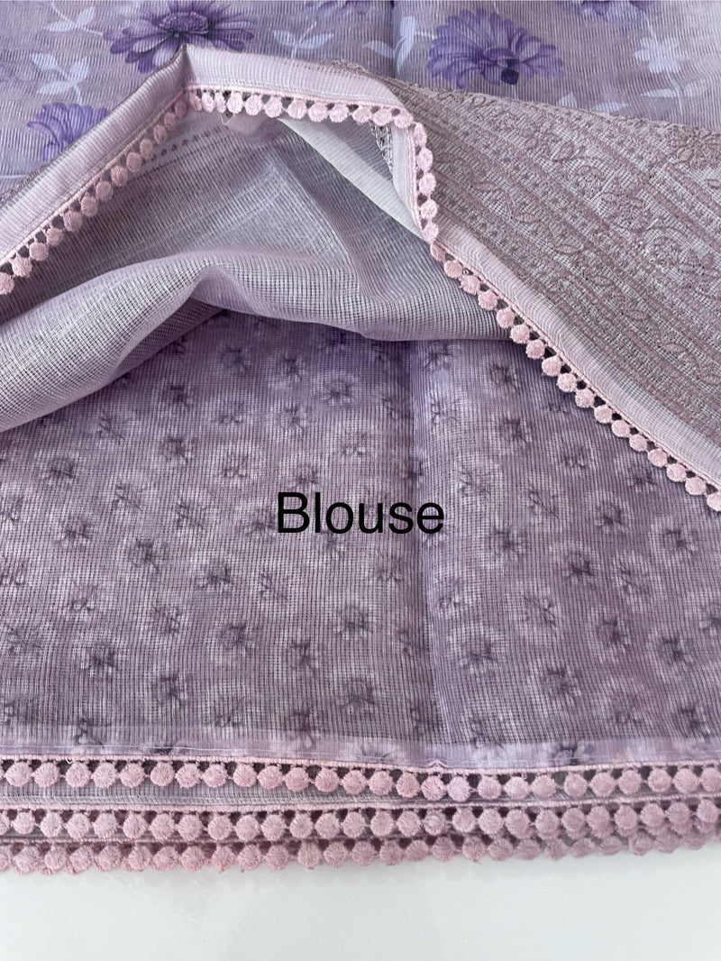 Supernet saree with digital prints and chikankari border SKFNSEM