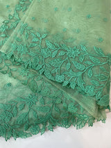 Tissue Organza saree with embriodery MS14638 JadeGreen