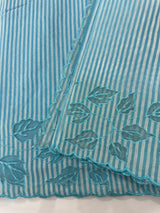 Striped Mul chanderi saree with net applique borders MSH987