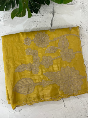 Soft crush Organza saree with embroidery and applique work MS14764